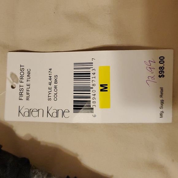 Karen kane first frost ruffle tunic blouse top M Black - Picture 5 of 8